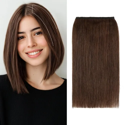 Miniatura 27 de S-noilite Extensiones de cabello corto con broches, 100% cabello humano real, 2 clips, extensiones con clip para mujeres con cabello delgado, añade
