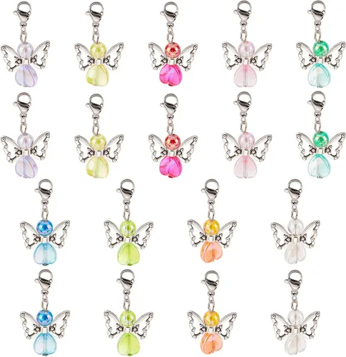 Miniatura 11 de SUNNYCLUE 1 caja de 50 marcadores de puntada de ganchillo marcadores de punto esmaltado mariposa encantos clip en cierre de langosta extraíble 50