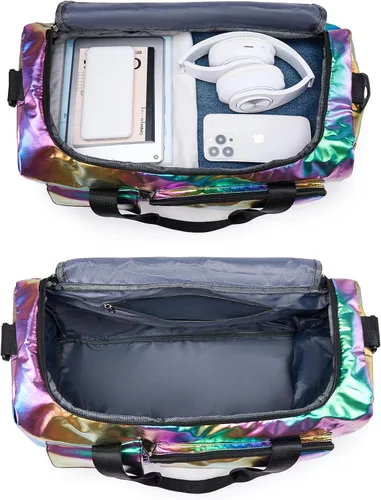 Miniatura 396 de Pequeña bolsa de gimnasio para mujer, bolsa de viaje con compartimento para zapatos