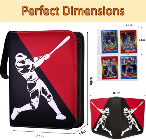 Miniatura 2 de Carpeta de tarjetas de béisbol de 440 bolsillos, 55 fundas pequeñas de béisbol, carpeta de béisbol de 3 anillos con cremallera, 4 bolsillos