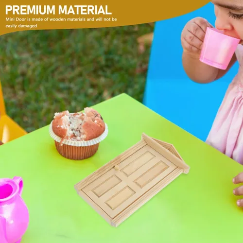 Miniatura 4 de Zerodeko Puerta de casa de muñecas escala 1 12, mini puerta de madera, frente de casa de muñecas escala 1 12, mini madera para muñecas, accesorios