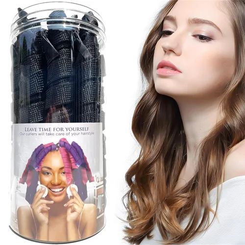 Miniatura 6 de 50 piezas de rizadores de pelo en espiral sin calor de 22 pulgadas, rizadores mágicos sin calor para cabello largo, 6 piezas de ganchos de peinado