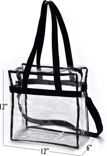 Miniatura 2 de Bolsa transparente aprobada por el estadio, asas, correa para el hombro, cierre de cremallera.