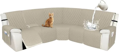 Miniatura 71 de Arfntevss Fundas de sofá modular reclinable, 100% impermeable, en forma de L, para sillón reclinable en forma de L, funda seccional lavable