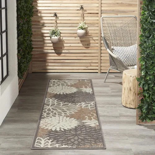 Miniatura 21 de Nourison Aloha - Tapete negro/blanco para interior o exterior, 2 pies y 3 pulgadas x 8 pies, tropical, botánico, fácil limpieza, no desprende pelo
