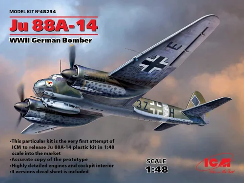 Miniatura 7 de ICM Models ICM JU 88A-14 WWII Kit de modelo de bombardero alemán (escala 1/48)