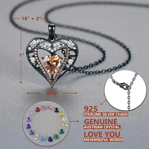 Miniatura 87 de Collar de cristal de 5 corazones, chapado en oro rosa de 18 quilates, colgante con cadena de plata de ley 925 de 18 + 2 pulgadas, joyería de piedra