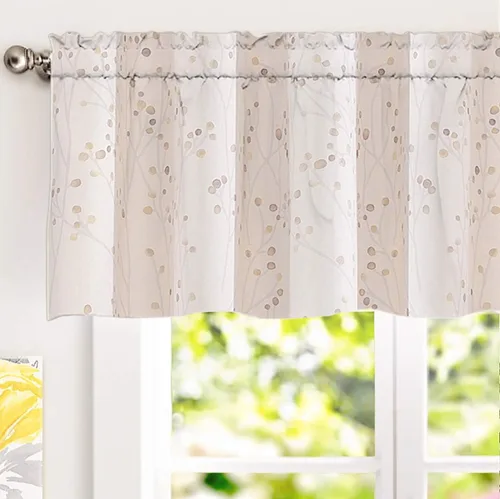 DriftAway Harper Ink - Cortina de ventana con patrón floral para sala de estar, dormitorio, comedor, bolsillo para cortinero, 52 x 18 pulgadas, más