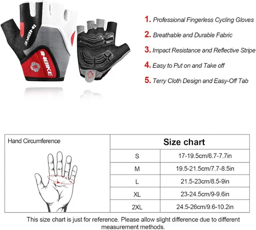 Miniatura 9 de Inbike - Guantes de ciclismo para hombre, 5 mm 0.19 pulgadas, almohadilla de gel absorbente de golpes, antideslizantes, transpirables