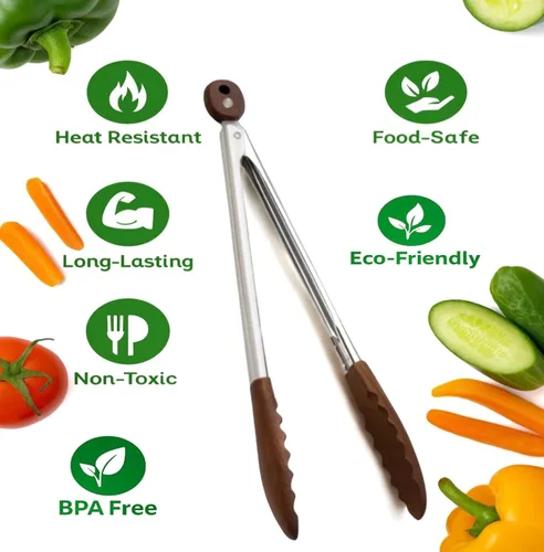 Miniatura 3 de Pinzas de cocina de madera de nogal – Pinzas de madera antiadherentes seguras para ensalada y parrilla de 12 pulgadas para cocinar, servir, asar