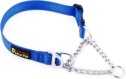 Miniatura 8 de Plutus Pet Martingale - Collar para perro con cadena de acero inoxidable y nailon reflectante, collar de entrenamiento ajustable sin tirones