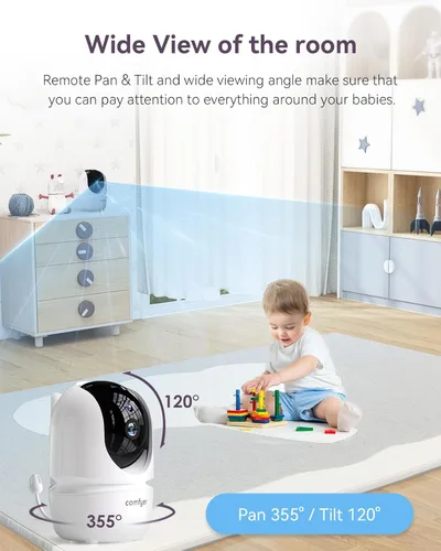 Miniatura 2 de Comfyer BM01 - Monitor de bebé con cámara complementaria, monitor de bebé de video, resolución FHD de 1080p, zoom panorámico remoto, conversación