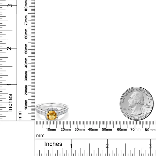 Miniatura 103 de Gem Stone King Anillo de compromiso de plata de ley 925 de 0.236 in con piedra natal y zafiro blanco creado con acento Anillo de compromiso