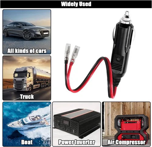 Miniatura 6 de Enchufe Macho de Encendedor de Cigarrillos de Repuesto de 12V con Cables y Luz LED - Conector de Toma de Encendedor de Cigarrillos Macho