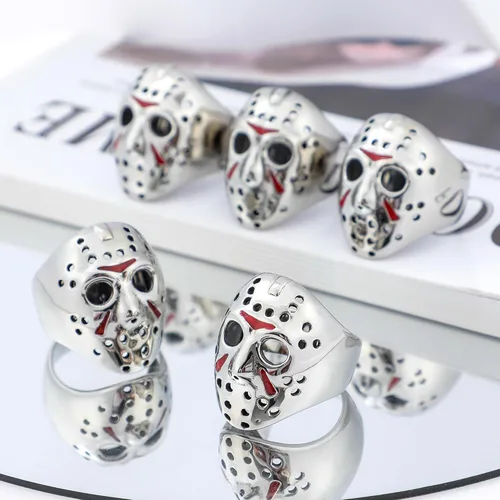 Miniatura 3 de Jason Mask Ring Stainless Steel Rings for Women Mens Jason Ring Perfect Gifts for Halloween,Size 7-13,Fashion Punk Rings Jewelry Decorations