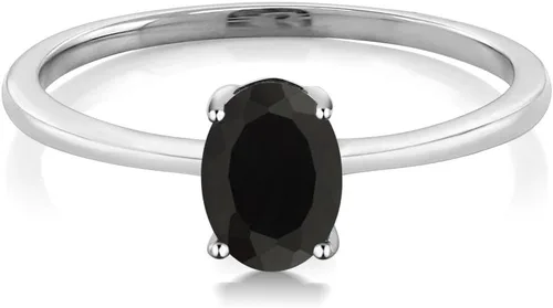 Miniatura 2 de Gem Stone King Anillo de compromiso solitario con piedra preciosa de oro blanco de 10 quilates, ovalado, 0.27 x 0.19 pulgadas, anillo de promesa