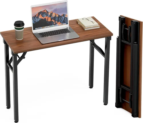 Miniatura 17 de TEMI Mesa de Computadora Pequeña Mesa Plegable - Escritorio de Oficina Plegable de 35.8", Sin Ensamblaje, Perfecto para Espacios Pequeños