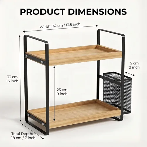 Miniatura 2 de LEMIKKLE Organizador de Baño para Encimera, Organizador de Mostrador para Decoración de Baño, Estante de Fregadero de Madera para Almacenamiento