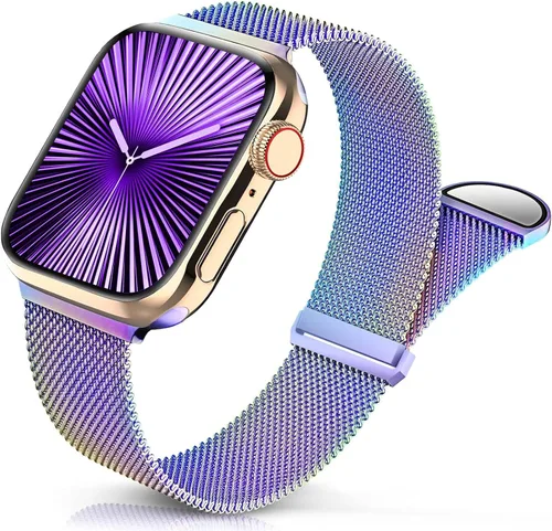 Miniatura 13 de Sunnywoo Correa de metal de acero inoxidable compatible con correas de Apple Watch de 1.496 in, 1.575 in, 1.614 in, 1.654 in, 1.732 in, 1.772 in