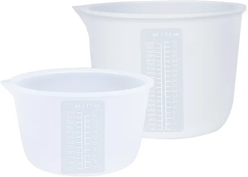 Cuenco medidor de silicona, resina epoxi, arte fluido, mantequilla, chocolate, mezcla, sin BPA, juego grande de 2 33.8 fl oz/36 onzas (4 tazas) 20.3