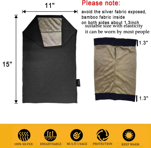 Miniatura 6 de VAJOOCLL Faraday Gaiter Shields 5G, 4G, Cellular, WiFi, Bluetooth, Faraday Scarf Effective Shielding Fluctuation Efficiency 99.99% Scarf Protect
