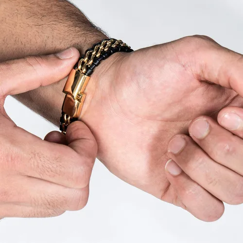 Miniatura 5 de SERASAR Premium Genuine Leather Bracelet Steel for Men in Black Magnetic Stainless Steel Clasp in Black, Silver and Gold Exclusive Jewelry Box