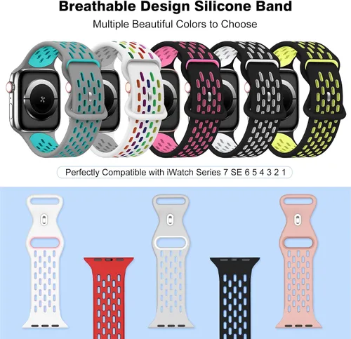 Miniatura 4 de Paquete de 5 correas de silicona deportivas compatibles con Apple Watch de 1.929 in 1.772 in 1.654 in 1.732 in 1.614 in 1.575 in 1.496 in, correa
