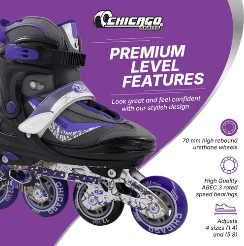 Miniatura 2 de CHICAGO Skates Patines ajustables para niños en línea Púrpura