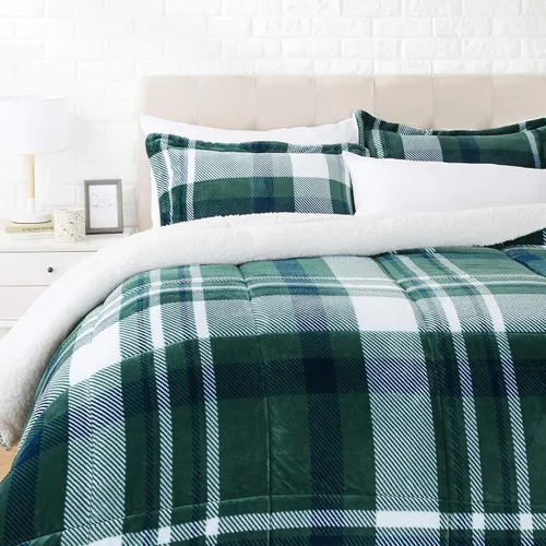 Miniatura 24 de Amazon Basics Juego de ropa de cama de 3 piezas, Sherpa de micromink, ultrasuave, edredón cálido para todas las estaciones, tamaño King, azul Azul