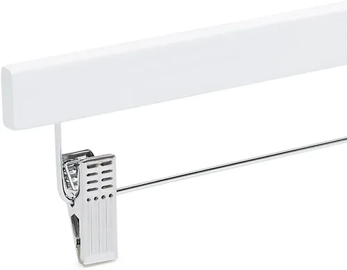 Miniatura 5 de Amazon Basics Perchas de madera duraderas para pantalones y faldas con clips, color blanco, paquete de 10