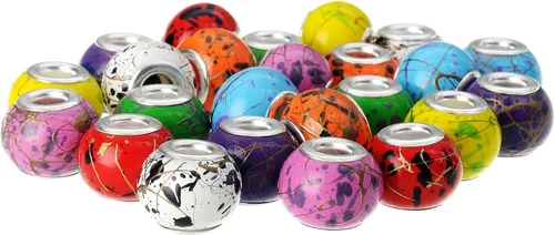Miniatura 2 de RUBYCA 30 cuentas de cristal de Murano abstracto a granel para pulseras europeas para hacer joyas de bricolaje