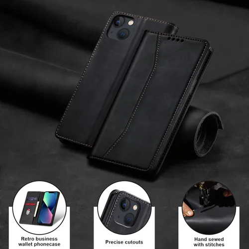 Miniatura 7 de Jasonyu Funda tipo cartera con tapa para iPhone 13, funda magnética de cuero con tarjetero, función atril, funda protectora duradera de TPU a prueba