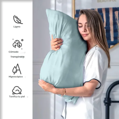 Miniatura 3 de Funda de almohada de seda de morera para cabello y piel, tamaño estándar 20 x 26 pulgadas con cremallera oculta, suave, transpirable, suave y Azul