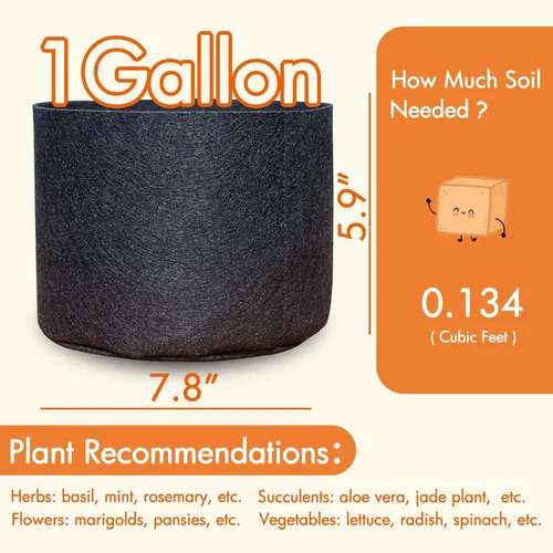 Miniatura 2 de Gardzen - 20 bolsas de cultivo con asas de 1 a 10 galones de tela 20-pack