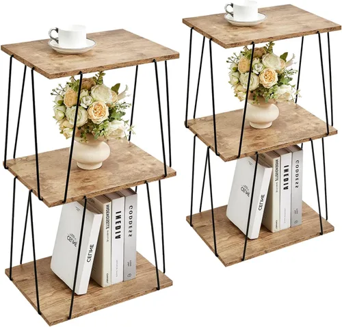 Miniatura 7 de KJGKK Mesa auxiliar alta, mesa auxiliar pequeña, mesa decorativa de 29 pulgadas de alto, mesita de noche para sala de estar, dormitorio y oficina