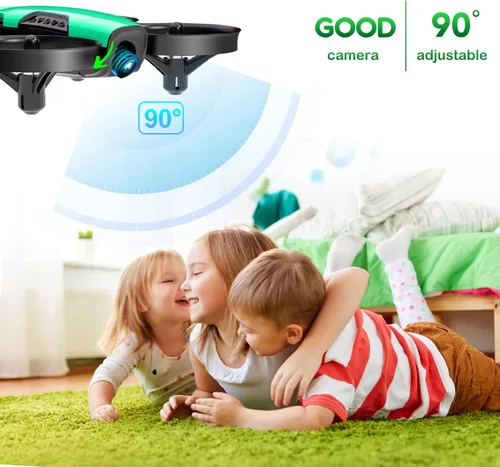 Miniatura 6 de Loolinn Dron para niños de 8 años o más, regalo con cámara, mini dron, cuadricóptero con control remoto con cámara ajustable de 90°, seguro
