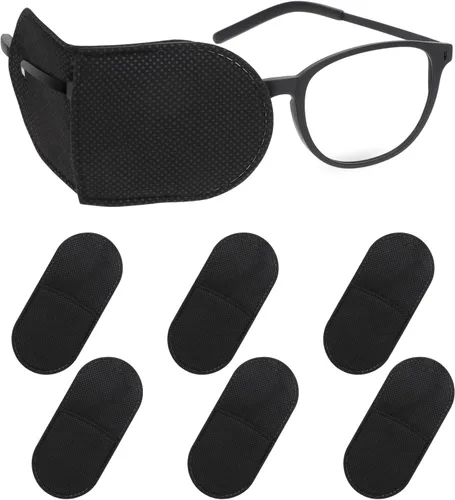 Ouligay 6 piezas de parches para ojos, parche para ojos negros, parche reutilizable para ojos perezosos, parches médicos para adultos para tratar el