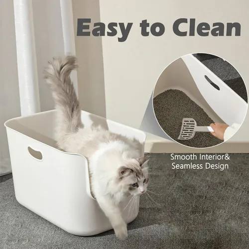 Miniatura 4 de SpaceTime Caja de Arena Extra Grande con Lados Altos, 22.64"×14.76"×13.98" Bandeja de Arena XL Multi Gato para Gatitos, Cajas de Gatos para Gatos