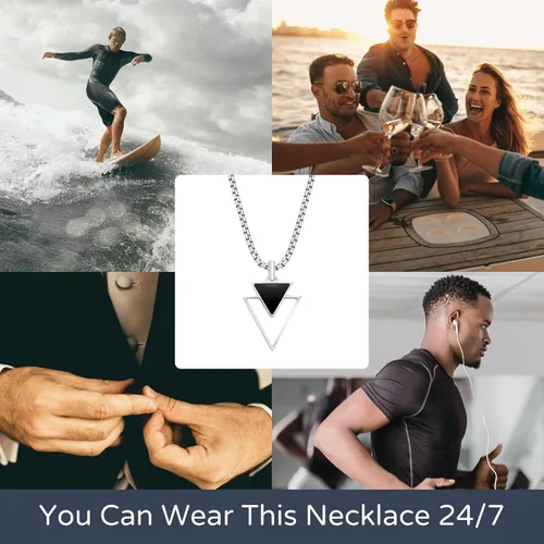 Miniatura 14 de Galis Collar para hombre, collar de cadena de plata de acero inoxidable de alta calidad para hombres, no se deslustra, cadenas para hombres