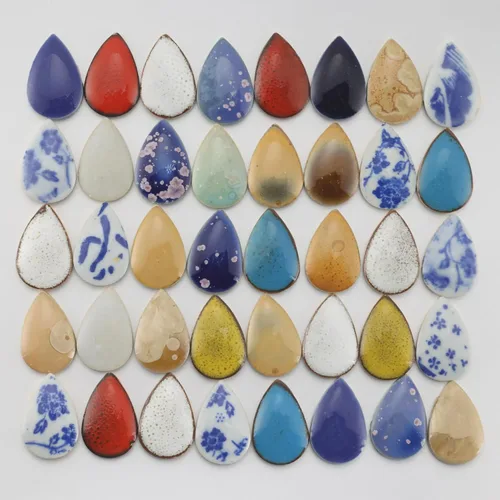 Azulejos de mosaico de cerámica de 5.29 oz de color aleatorio con forma de gotas de lluvia piezas de cerámica para manualidades, decoración del mixto