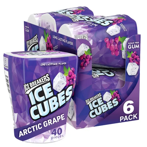 Miniatura 5 de ICE BREAKERS Ice Cubes - Botellas de goma de mascar sin azúcar y uva ártica sin azúcar (6 unidades, 40 piezas)