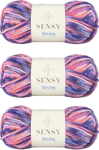 Miniatura 19 de Sensy Roving - Ovillo de lana multicolor, 3.5 onzas, 132 yardas, calibre 5, voluminoso (otoño)