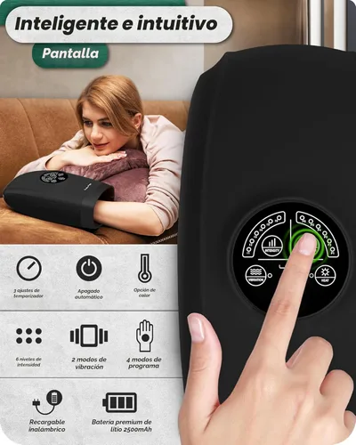Miniatura 6 de Lunix LX3 masajeador de manos inalámbrico, máquina de masaje shiatsu con calor y compresión, 6 niveles de terapia de puntos de presión