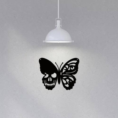 Miniatura 7 de CREATCABIN Decoración de pared de metal con diseño de calavera y mariposa, para colgar en la pared, letrero de escultura de hierro para interiores