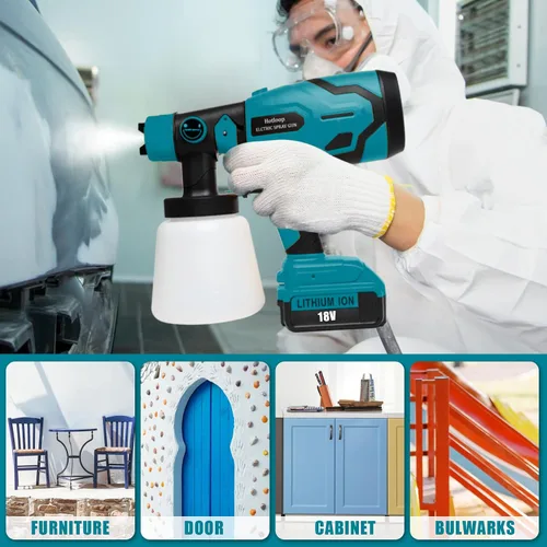 Miniatura 7 de Pulverizador de pintura para batería Makita de 18 V, pulverizadores de pintura HVLP inalámbricos para interior y exterior del hogar, rociador