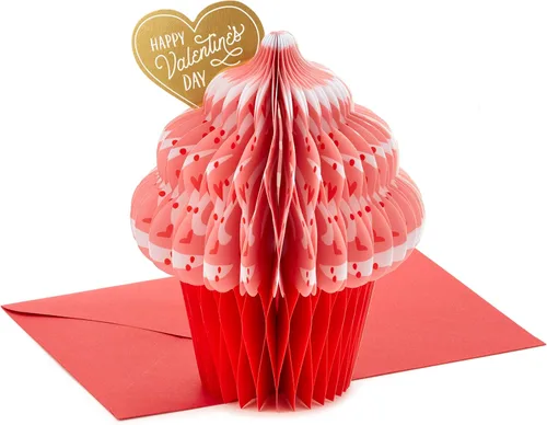 Hallmark Paper Wonder - Tarjeta desplegable para el día de San Valentín (cupcake de panal de miel)