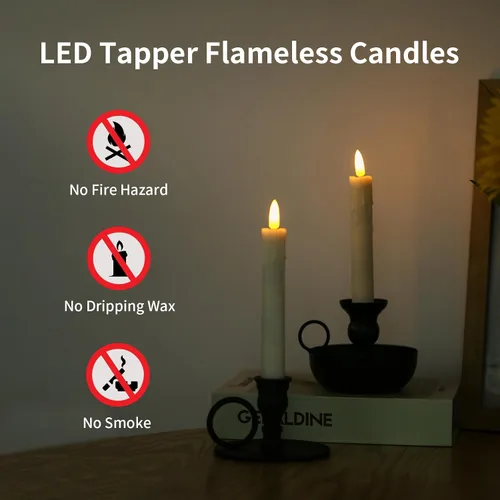Miniatura 6 de YBU Velas cónicas sin llama con control remoto de 7 pulgadas, velas LED con temporizador de luz parpadeante, atenuador, velas de ventana a