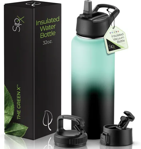 Miniatura 11 de SIPX™ Botella de Agua Aislada de 18 oz con 3 Tapas – Acero Inoxidable a Prueba de Fugas, Triple Aislamiento – Frío 24 Horas/Caliente 12 Horas