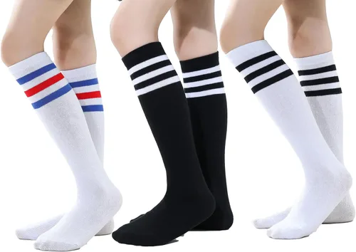Miniatura 9 de TOCONFFON Calcetines de tubo hasta la rodilla para niños, niñas y adolescentes, calcetines deportivos de algodón para la escuela de fútbol, uniforme