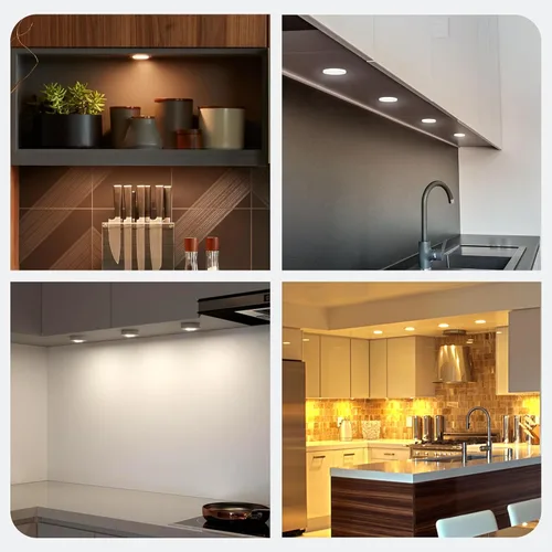 Miniatura 4 de LEDMyplace - Kit de 3 luces LED de disco de 3 x 3 W, luz blanca de 5000 K, luces LED debajo del gabinete, ángulo de haz de 120°, CRI 90+, 0V-10V